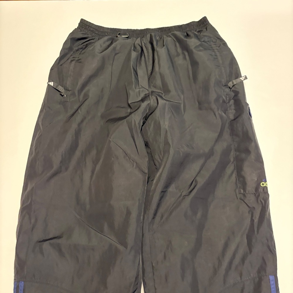 Adidas Windbreaker Pants Mens Large Black Vintage 3-Stripe Baggy Track Bottoms